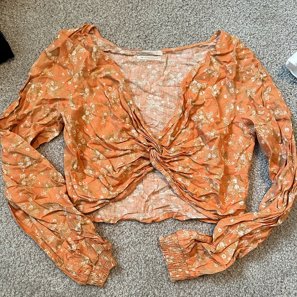 Floral Twist Front Urban Outfitters Linen Top